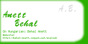 anett behal business card
